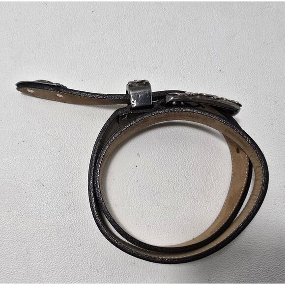 STREETS AHEAD NuBuck Leather Belt Brown Western NBEL Silverplated Buckle Sz M - Picture 4 of 11